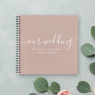 Modern Elegant Script Earth Tone Wedding Guest Notitieboek