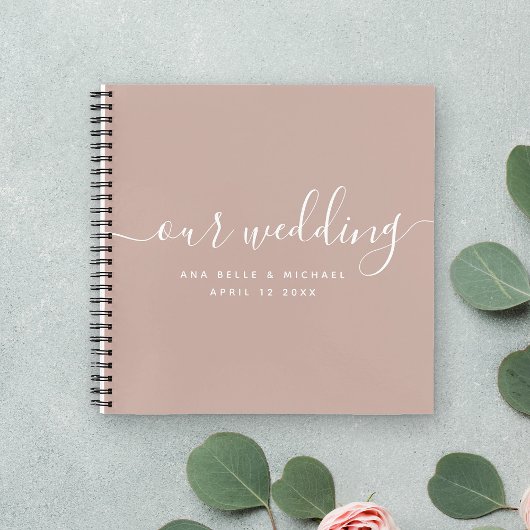 Modern Elegant Script Earth Tone Wedding Guest Notitieboek