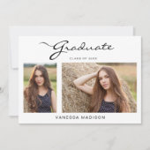 Modern elegant script eenvoudig | 2 Foto-Afstudere Aankondiging (Voorkant)