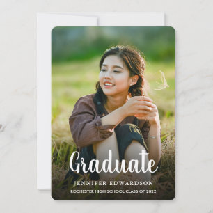 Modern elegant script, eenvoudig foto-afstuderen aankondiging