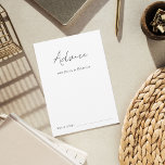 Modern Elegant Script Eenvoudig Minimal Plain Brui Advieskaart<br><div class="desc">Deze elegante,  stijlvolle advieskaarten zouden een geweldige aanvulling zijn op uw vrijgezellenfeest/trouwspullen! Pas de tekst eenvoudig aan door op de optie "personaliseren" te klikken.</div>