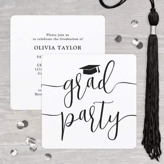Modern Elegant Script Eenvoudige Graduation Party Kaart