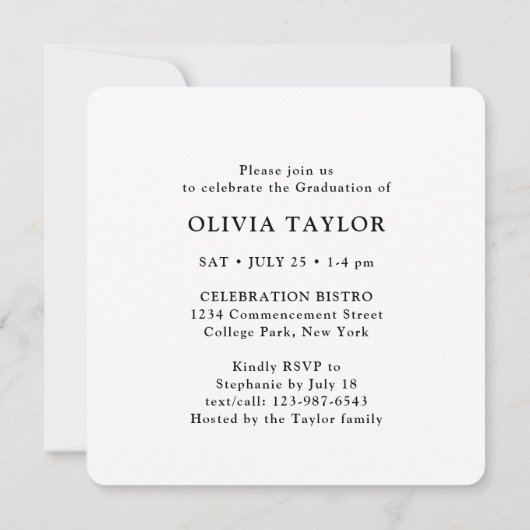 Modern Elegant Script Eenvoudige Graduation Party Kaart (Achterkant)