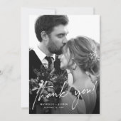 Modern Elegant Script Eenvoudige Trouwfoto Bedankkaart (Voorkant)