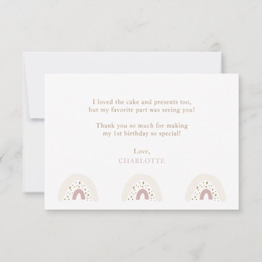 Modern Elegant Script Eerste Verjaardag Foto Bedankkaart (Achterkant)