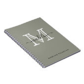 Modern Elegant Script Evergreen Fog Monogram Notitieboek (Rechterzijde)
