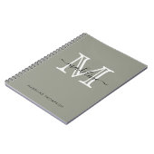 Modern Elegant Script Evergreen Fog Monogram Notitieboek (Linkerzijde)