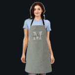 Modern Elegant Script Evergreen Fog Monogram Schort<br><div class="desc">Modern Elegant Script Evergreen Fog Monogram Apron</div>