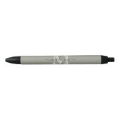 Modern Elegant Script Evergreen Fog Monogram Zwarte Inkt Pen (Voorkant)
