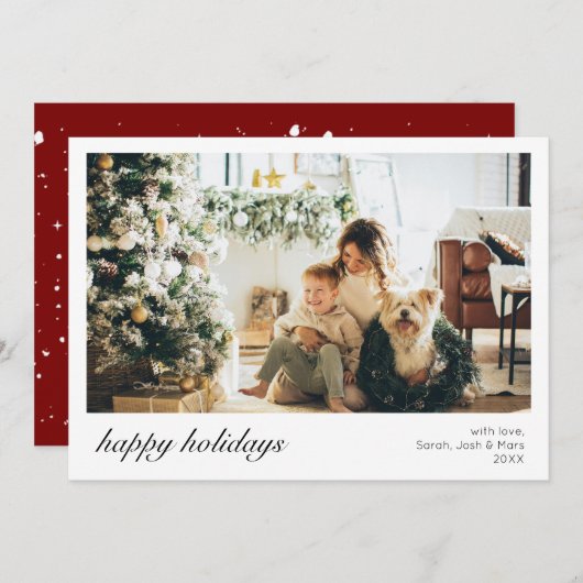 Modern Elegant Script Familie Foto Kerstmis Feestdagenkaart (Voorkant / Achterkant)