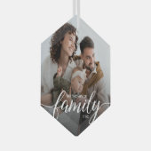 Modern Elegant Script Familie houdt van kerstfoto Glas Ornament (Voorkant Rechts)