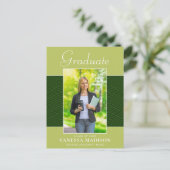 Modern | Elegant Script Forest Olive Green 2 Foto Briefkaart (Staand voorkant)