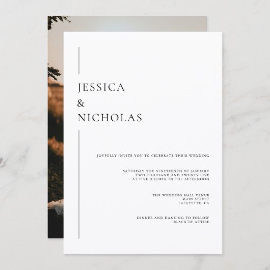 Modern Elegant Script Foto bruiloft Classic Kaart (Voorkant / Achterkant)