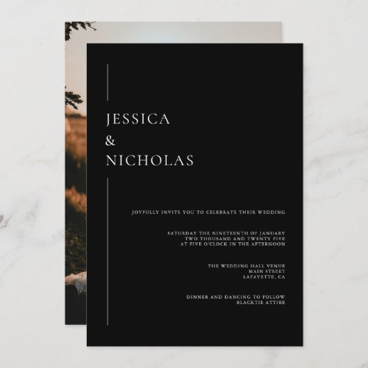 Modern Elegant Script Foto bruiloft Classic Kaart (Voorkant / Achterkant)