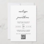 Modern Elegant Script Foto QR code RSVP bruiloft Kaart (Voorkant)