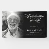 Modern Elegant Script & Foto Viering van het Leven Spandoek (Horizontaal)