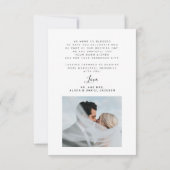 Modern elegant script foto zwart wit bruiloft bedankkaart (Achterkant)