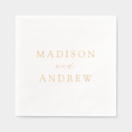 Modern Elegant Script gepersonaliseerde bruiloft Folie Servetten (Voorkant)