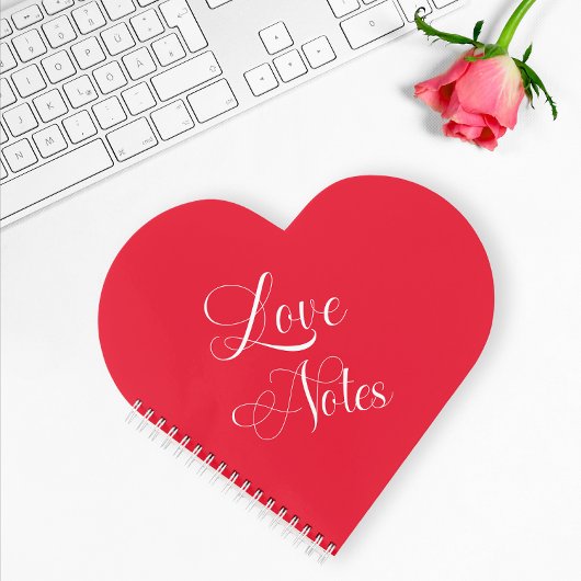 Modern Elegant Script Gepersonaliseerde Red Love N Notitieboek