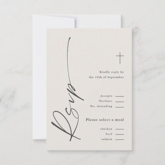Modern Elegant Script Geslacht Neutraal Boho Doop RSVP Kaartje (Voorkant)