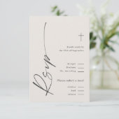 Modern Elegant Script Geslacht Neutraal Boho Doop RSVP Kaartje (Staand voorkant)
