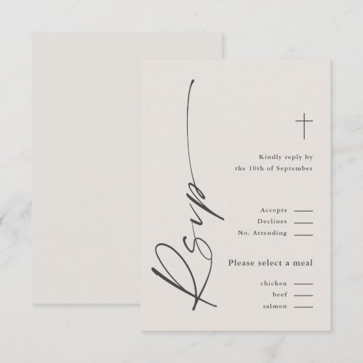 Modern Elegant Script Geslacht Neutraal Boho Doop RSVP Kaartje (Voorkant / Achterkant)