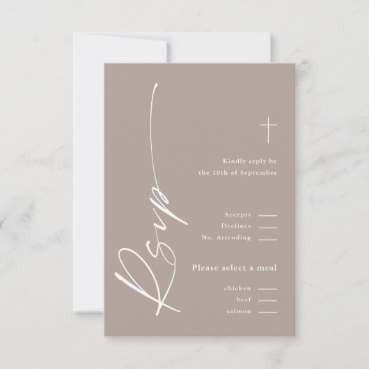 Modern Elegant Script Geslacht Neutraal Boho Doop RSVP Kaartje (Voorkant)