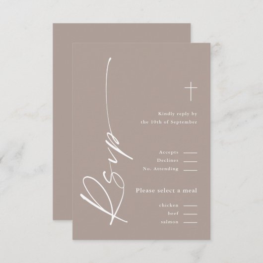 Modern Elegant Script Geslacht Neutraal Boho Doop RSVP Kaartje (Voorkant / Achterkant)