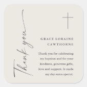 Modern Elegant Script Geslacht Neutraal Doop Vierkante Sticker (Voorkant)