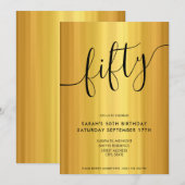 Modern Elegant Script Gold 50th Birthday Kaart (Voorkant / Achterkant)