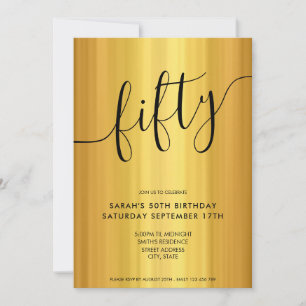 Modern Elegant Script Gold 50th Birthday Kaart