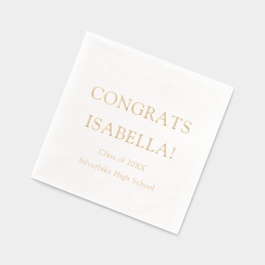 Modern Elegant Script Gold Congrats Afstuderen Folie Servetten (Links)