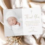 Modern Elegant Script Gold Cross foto doop Bedankkaart<br><div class="desc">Modern Elegant Script Gold Cross Photo Baptism Dank je kaart. Klik op de personaliseerknop om dit ontwerp aan te passen met uw gegevens. Als u de kleuren en lettertypen wilt wijzigen,  kiest u dit ontwerp verder bewerken om extra opties voor aanpassing te openen.</div>