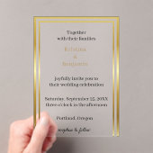 Modern Elegant Script  gold wedding  Acryl Uitnodigingen (Insitu (Draagbaar))