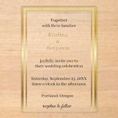 Modern Elegant Script  gold wedding  Acryl Uitnodigingen (Voorkant)