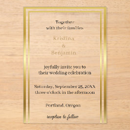 Modern Elegant Script  gold wedding  Acryl Uitnodigingen