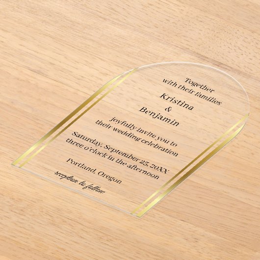 Modern Elegant Script  gold wedding  Acryl Uitnodigingen (Laagn)