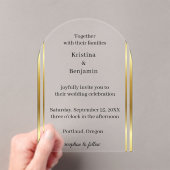 Modern Elegant Script  gold wedding  Acryl Uitnodigingen (Insitu (Draagbaar))