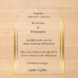 Modern Elegant Script  gold wedding  Acryl Uitnodigingen
