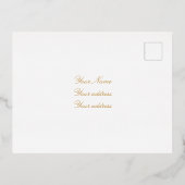 Modern Elegant Script Gold & White Wedding RSVP Folie Feestdagen Briefkaart (Achterkant)