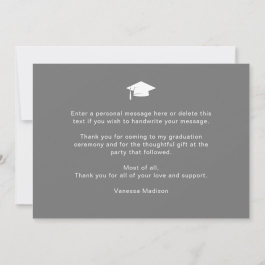 Modern Elegant Script Gradiënt 3 Foto Afstudeerder Bedankkaart (Achterkant)