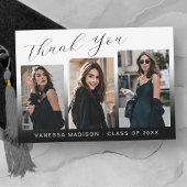 Modern Elegant Script Gradiënt 3 Foto Afstudeerder Bedankkaart