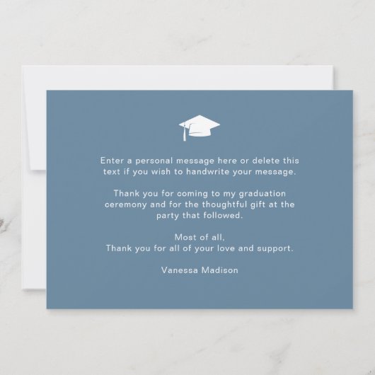 Modern Elegant Script Gradient Blue 3 Photo Afstud Bedankkaart (Achterkant)