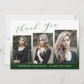 Modern Elegant Script Gradient Green 3 Photo Afstu Bedankkaart (Voorkant)