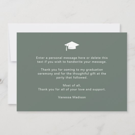 Modern Elegant Script Gradient Green 3 Photo Afstu Bedankkaart (Achterkant)