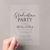 Modern Elegant Script Graduation Party Acryl Uitnodigingen (Insitu (Draagbaar))