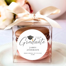 Modern Elegant Script Graduation  Ronde Sticker