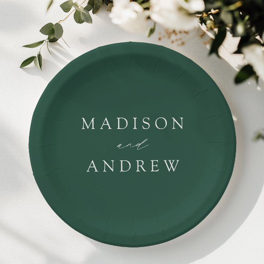 Modern elegant script Green Wedding Papieren Bordje