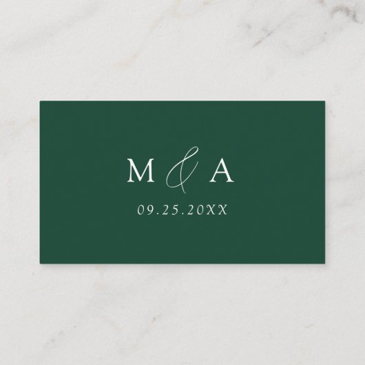 Modern elegant script Green Wedding Plaatskaartje (Achterkant)