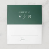Modern elegant script Green Wedding Plaatskaartje (Buitenkant ongevouwen)